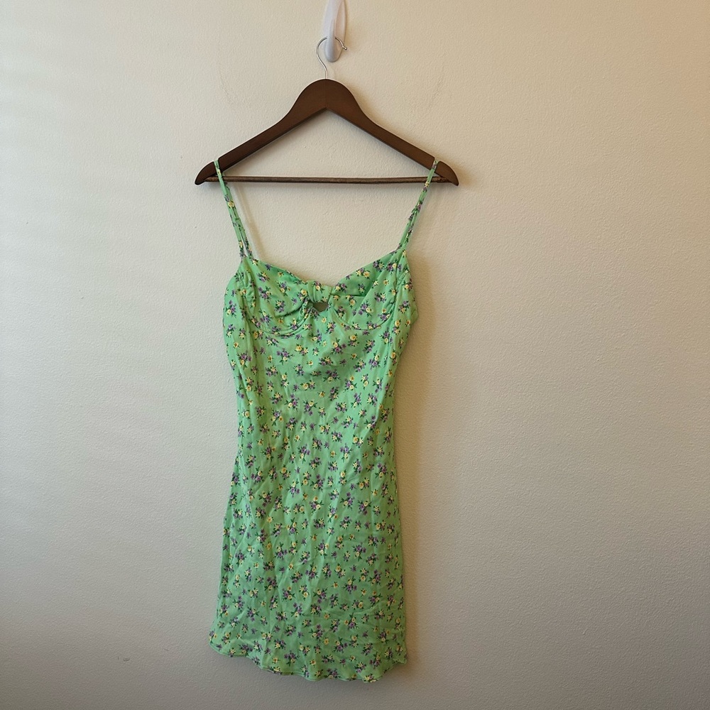 Zara Mint Green Ditzy Floral Sleeveless Twist Strappy Mini Dress
